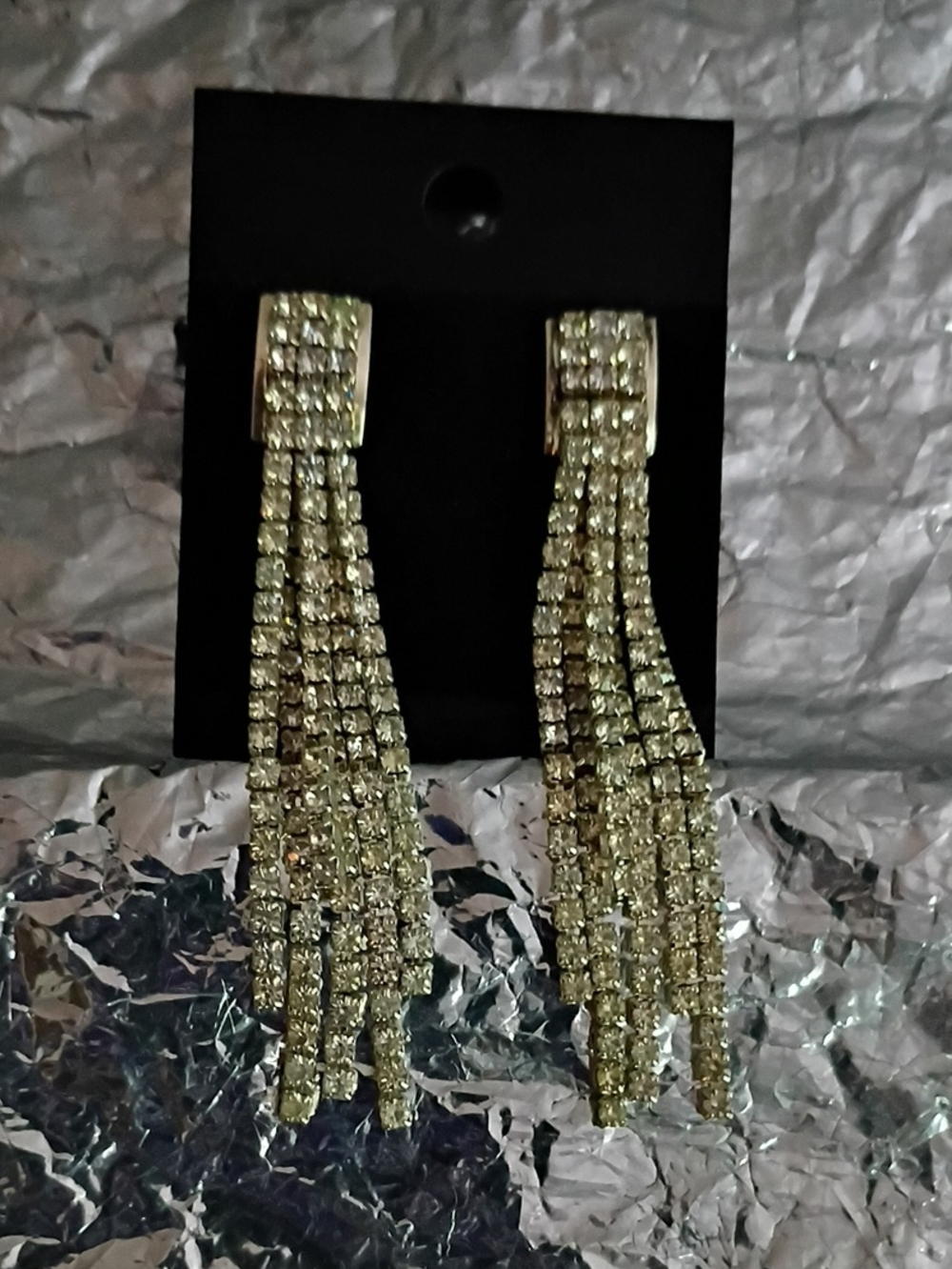 Gold-Tone Crystal Tassel Drop Earrings